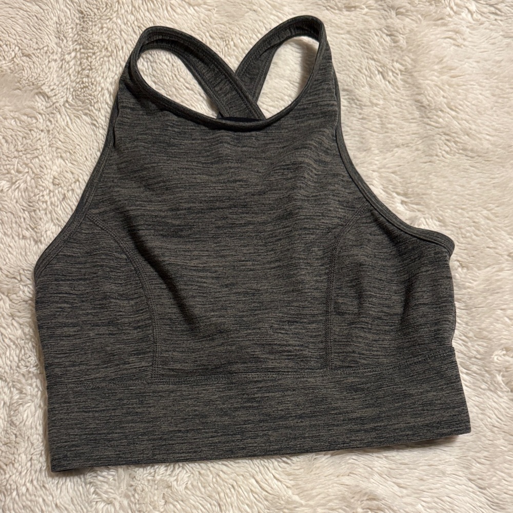 Gray Long Line Sports Bra